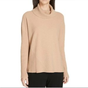 Eileen Fisher | Rib knit Cashmere Turtleneck Sweater in Camel
